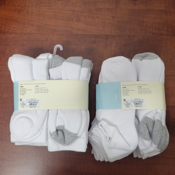 Cat & Jack Boys White and Gray Crew and Low-Cut Socks 2 Pack Of 10 - Picture 4 of 7